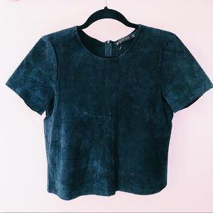 ZARA NAVY SUEDE TOP